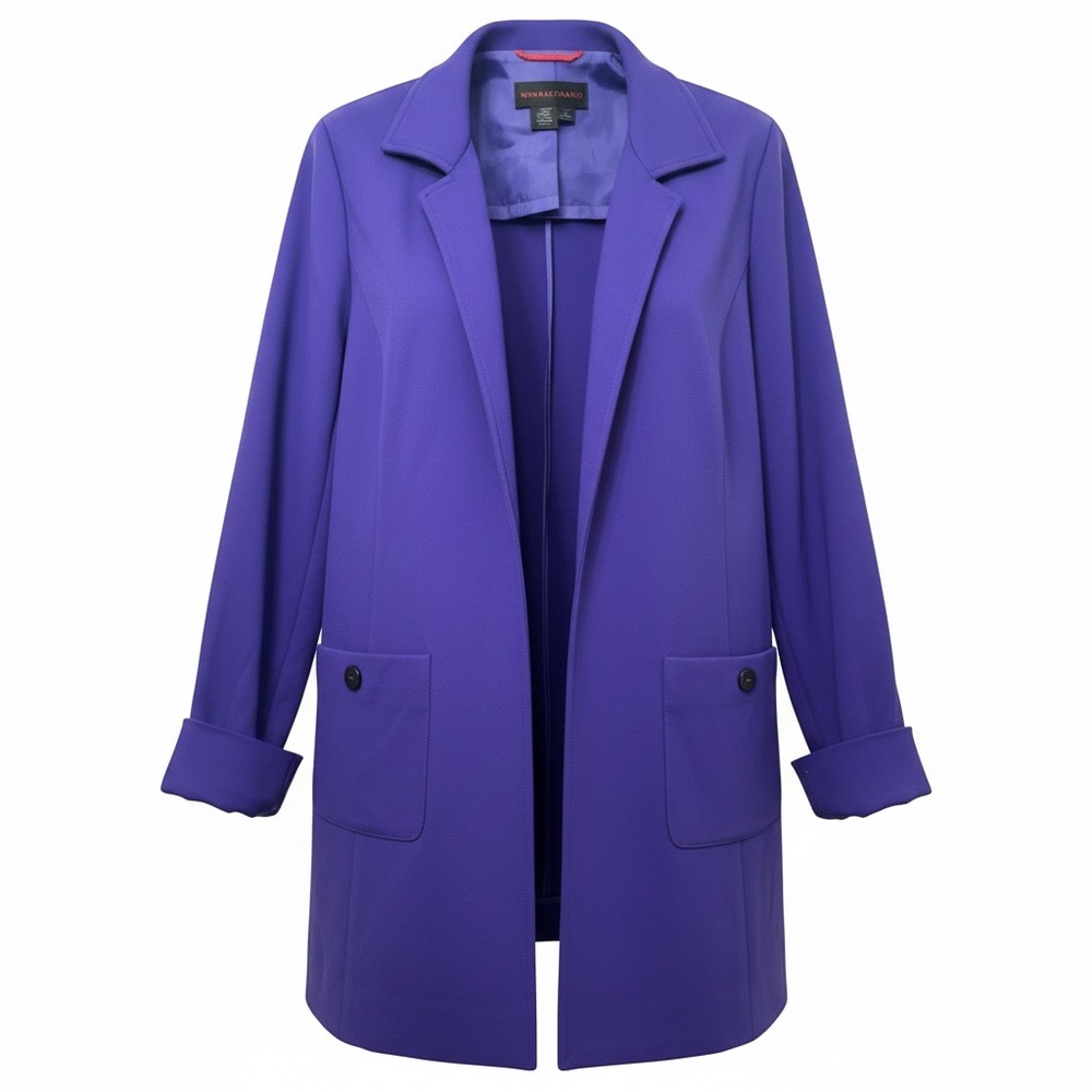 Nina Mclemore Purple Open Front Blazer